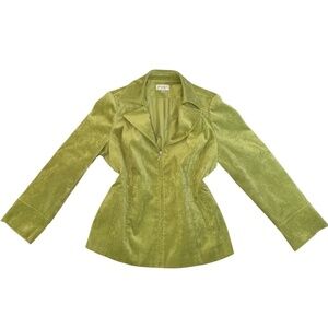 Green Apple Suede Style Zip Front Long Sleeve Jacket Size Women's 16